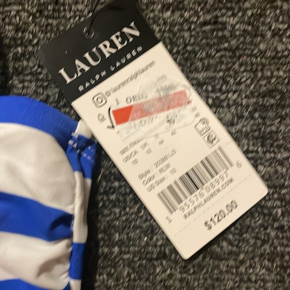Lauren Ralph Lauren Port Stripe Lace Front Bandini Top NWT Women's size 10 - Picture 3 of 6